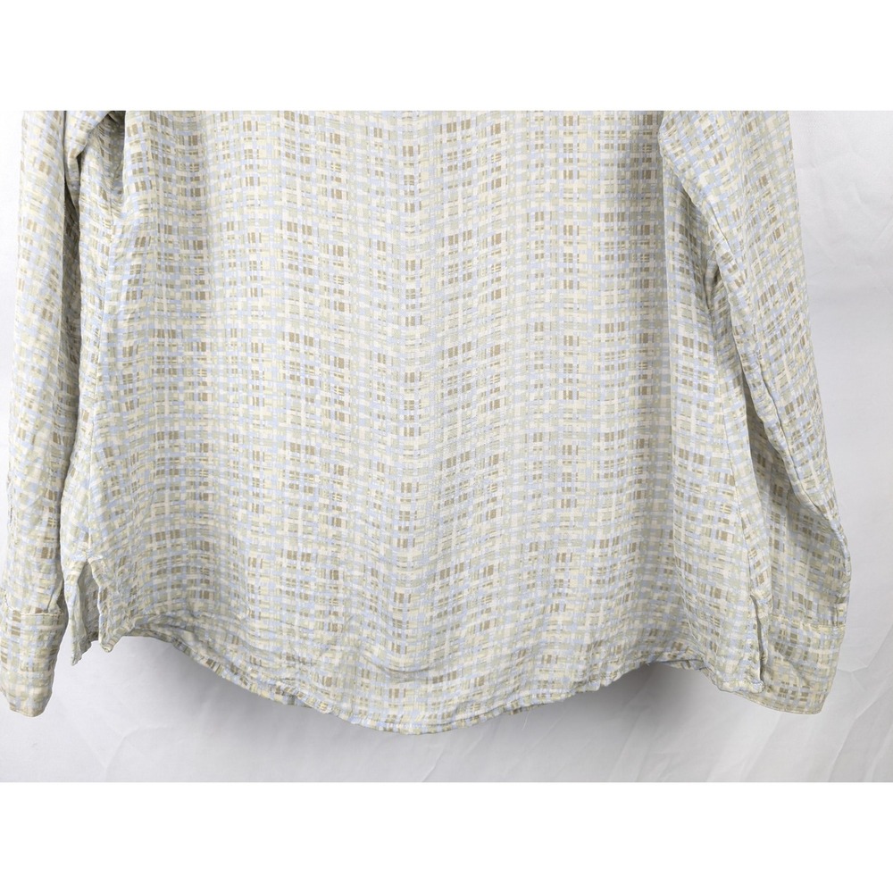 Vintage Y2K Geometric Abstract 100% Silk Button Top Size 10 Long Sleeve Office - Picture 9 of 10
